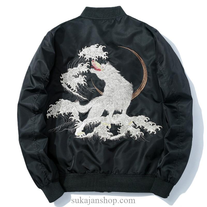 Full Moon White Wolf Embroidered 4